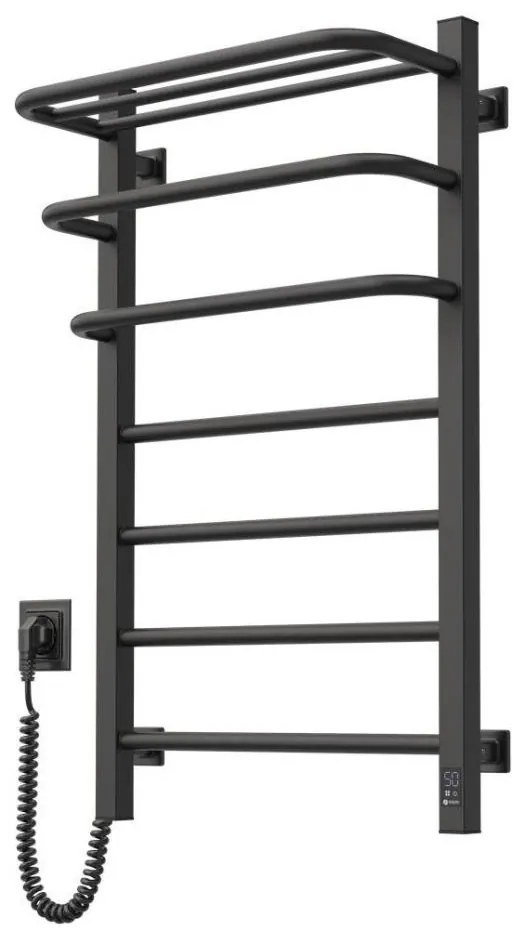 Kúpeľňový elektrický radiátor s termostatom FORTIS 350W/230V 80,6 cm IP44 čierny ľavý