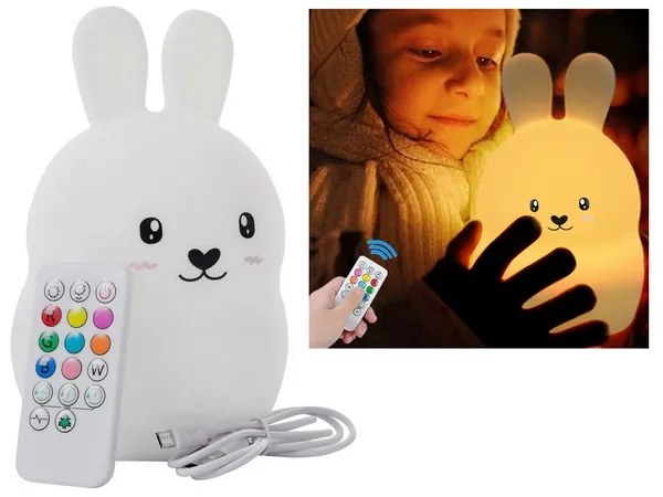 Verk 12262 Nočná RGB lampička dotyková králik USB 1200mAh s diaľkovým ovládaním