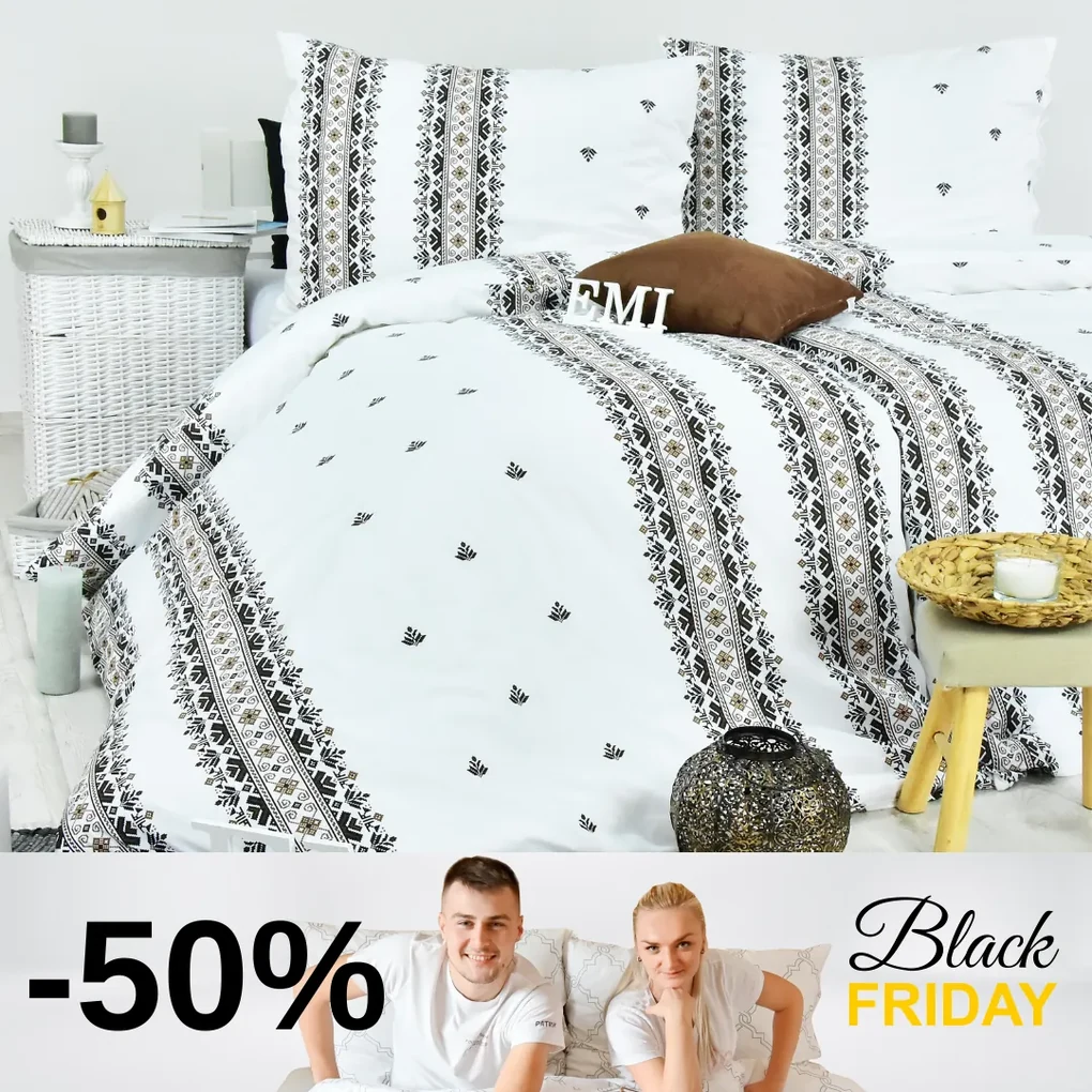 Obliečky bavlnené Dorota hnedé EMI: Štandardný set jednolôžko obsahuje 1x 140x200 + 1x 70x90