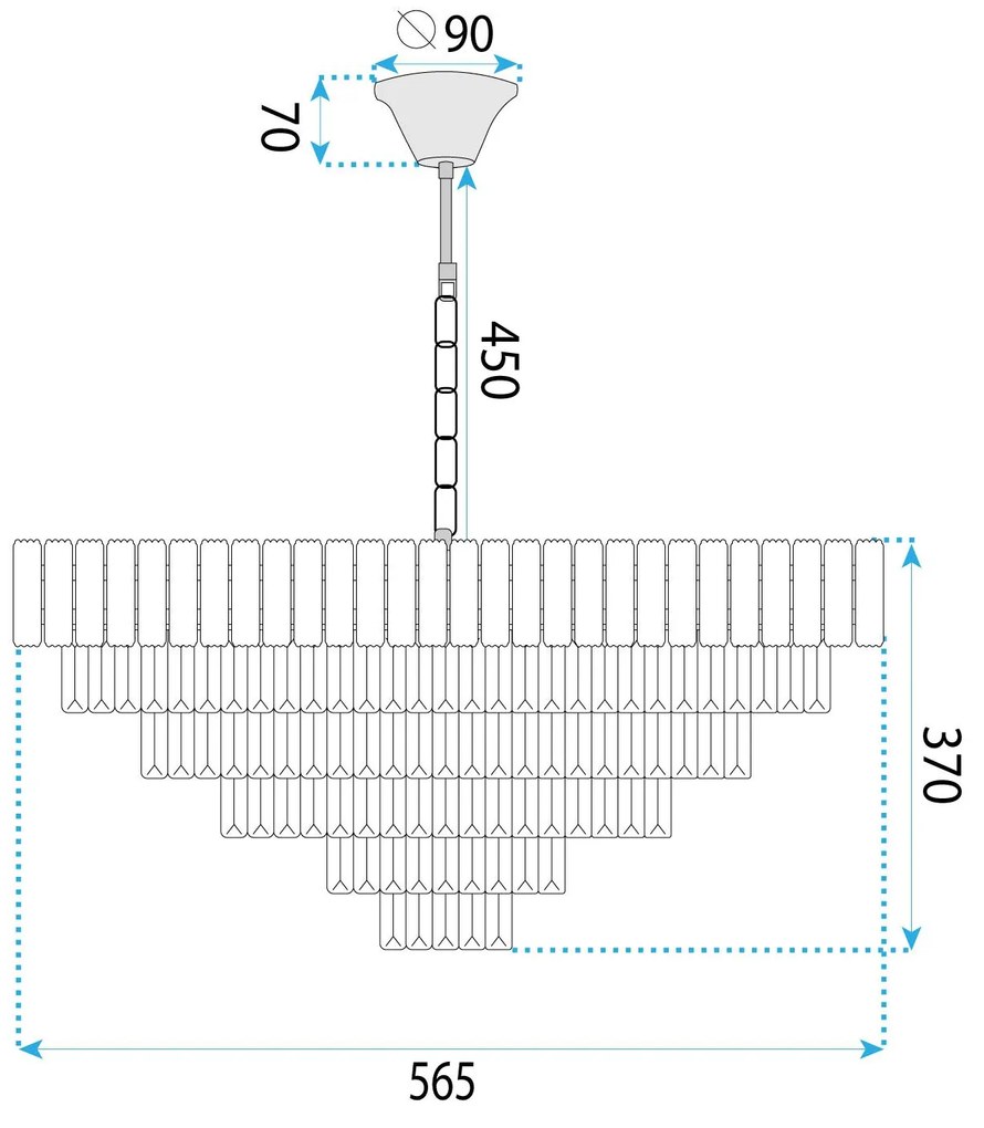 Toolight Toolight, krištáľové závesné svietidlo 60cm, 8xE14, G058-CP, zlatá, OSW-08992