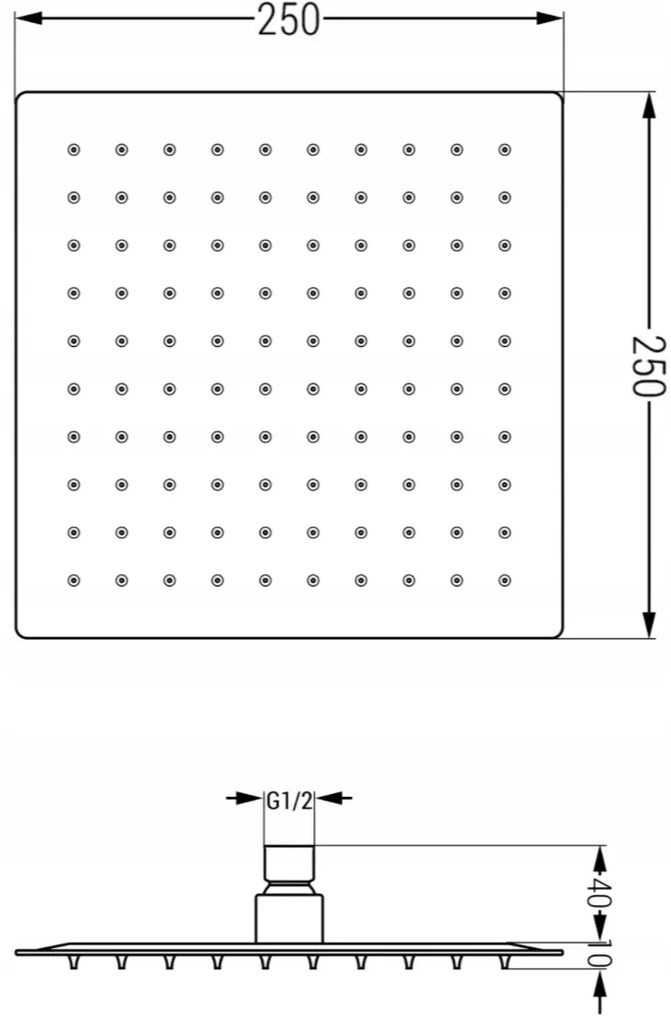 Mexen Cube, podomietková sprchová sada DR02 s dažďovou sprchou 25cm, biela, 77502DR0225-20