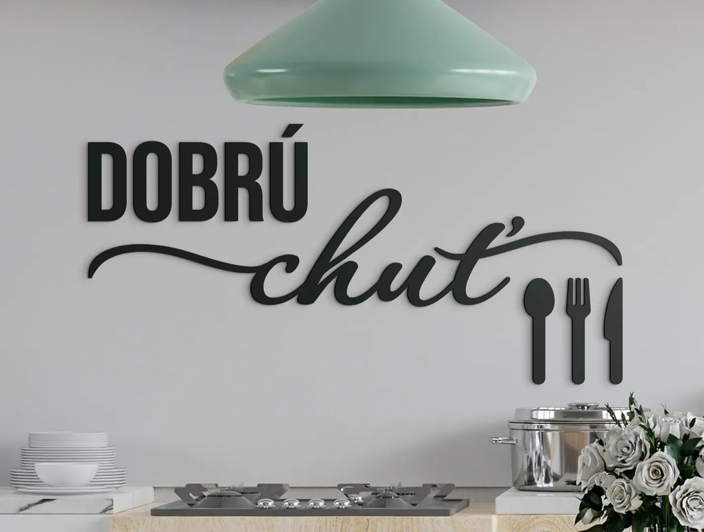 drevko Nálepka na stenu Dobrú chuť Rozmer obrazu: 29 x 59,5 cm, Farba dekorácie: Čierna