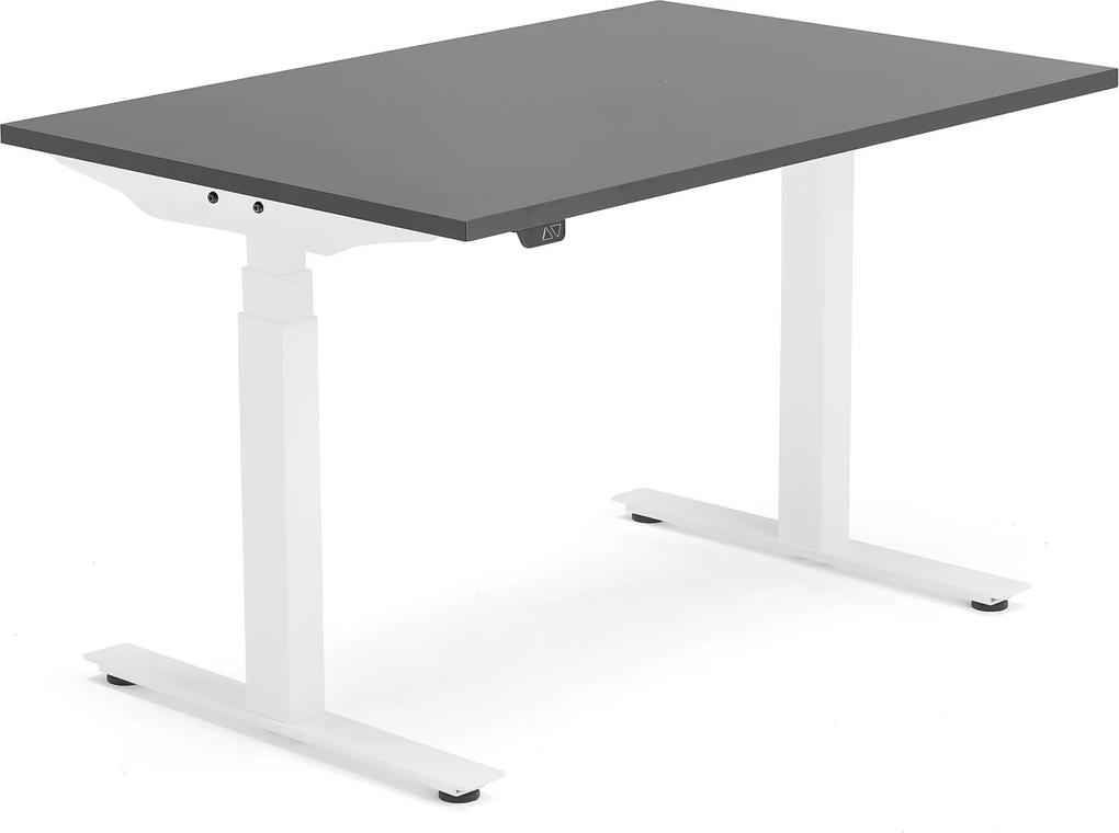 Výškovo nastaviteľný stôl Modulus, T-rám, 1200x800 mm, čierna/biela