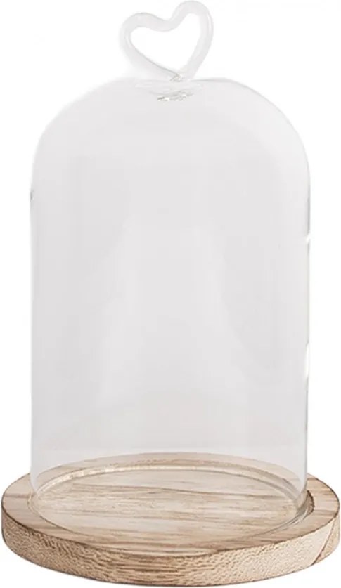 Drevený podnos so skleneným poklopom so srdiečkom - Ø 12*19 cm