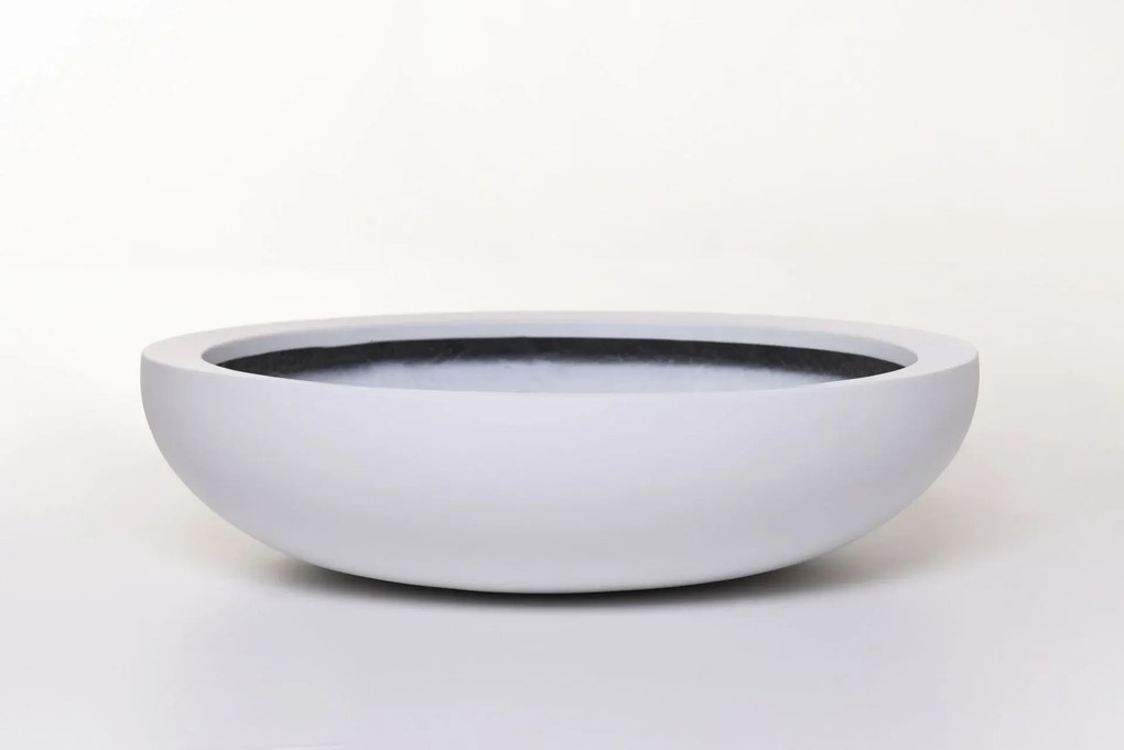 Okrasná miska PLANA, sklolaminát, 11xØ43 cm, biela