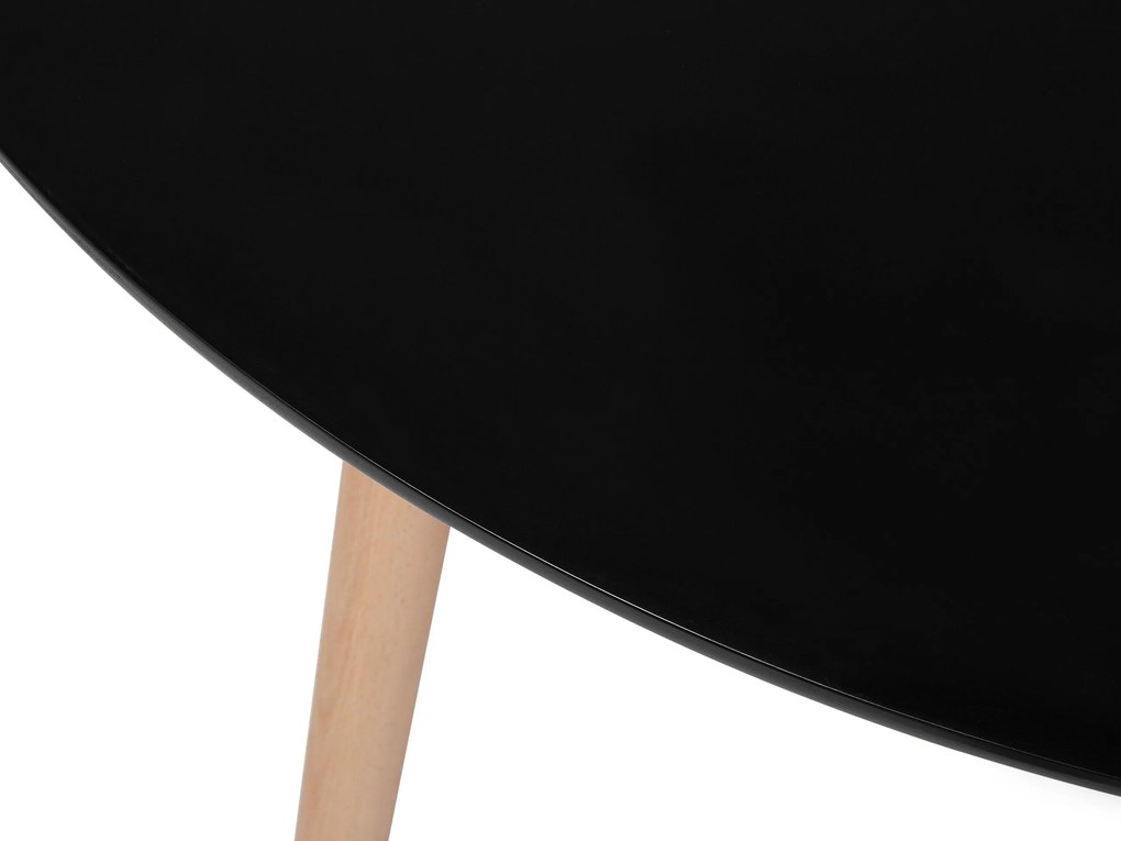 Okrúhly jedálenský stôl ⌀ 120 cm čierna/svetlé drevo BOVIO Beliani