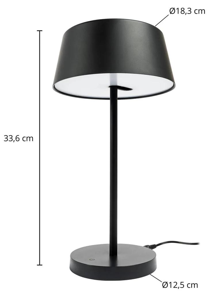 Lindby Milica stolová LED lampa, čierna, stmieva