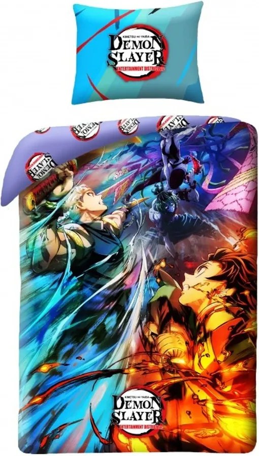 Bavlnené posteľné obliečky Zabijak démonov - Demon Slayer - rozbalené