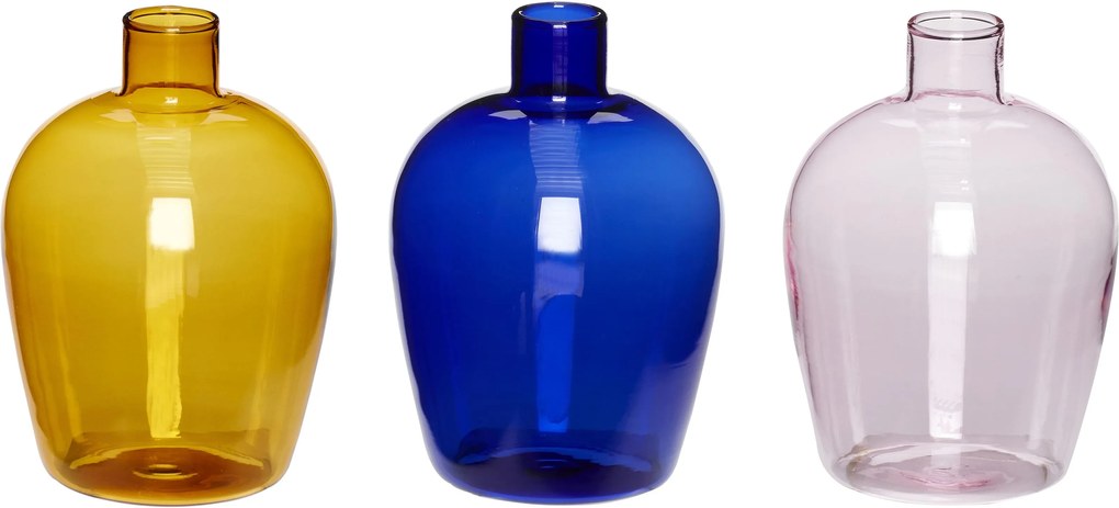 HÜBSCH sada váz sklo/jantár/modrá/ružová 661204, jantárová/modrá/ružová