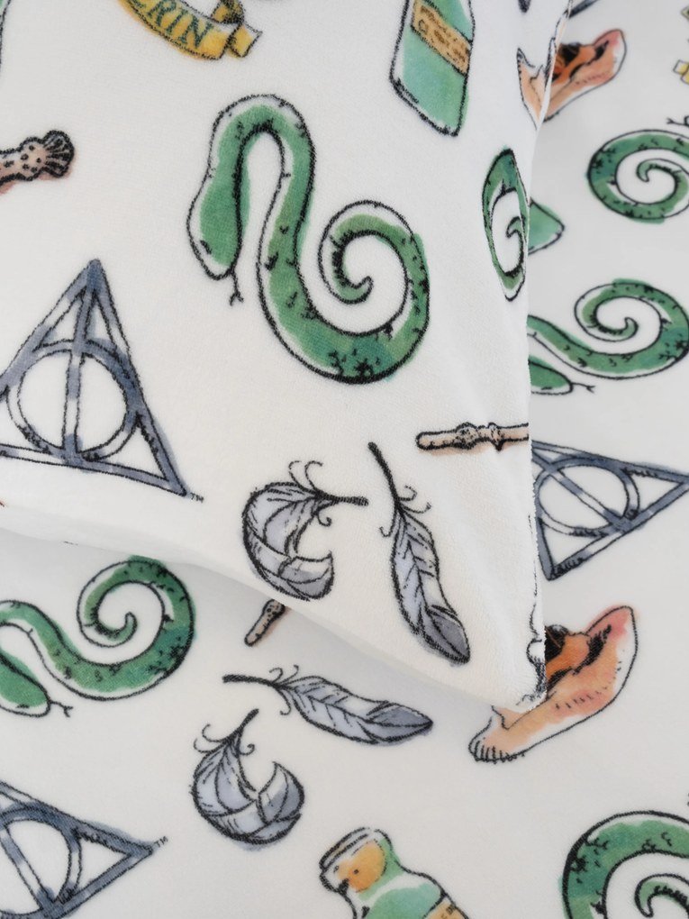 Obliečky mikroplyš Harry Potter - Slizolin biele 140 × 200 cm, 70 x 90 cm