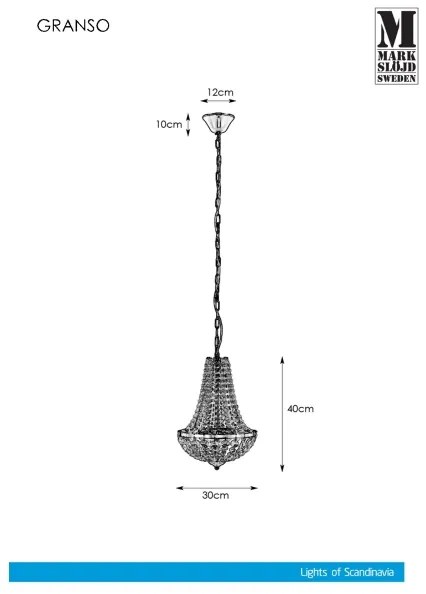 Markslöjd 107550 - Krištáľový kúpeľňový luster na reťazi GRÄNSÖ 2xG9/20W/230V