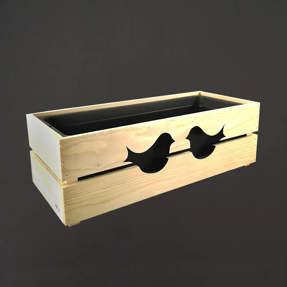 AMADEA Drevený obal s hrantíkom s vtáčikmi, 52x21,5x17cm, český výrobok