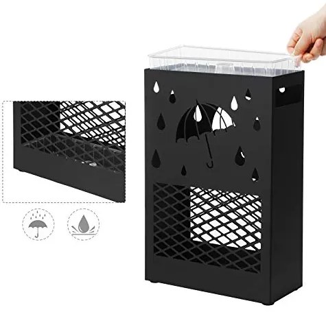 Stojan na dáždniky, obdĺžnikový, čierny, 41x28x12cm
