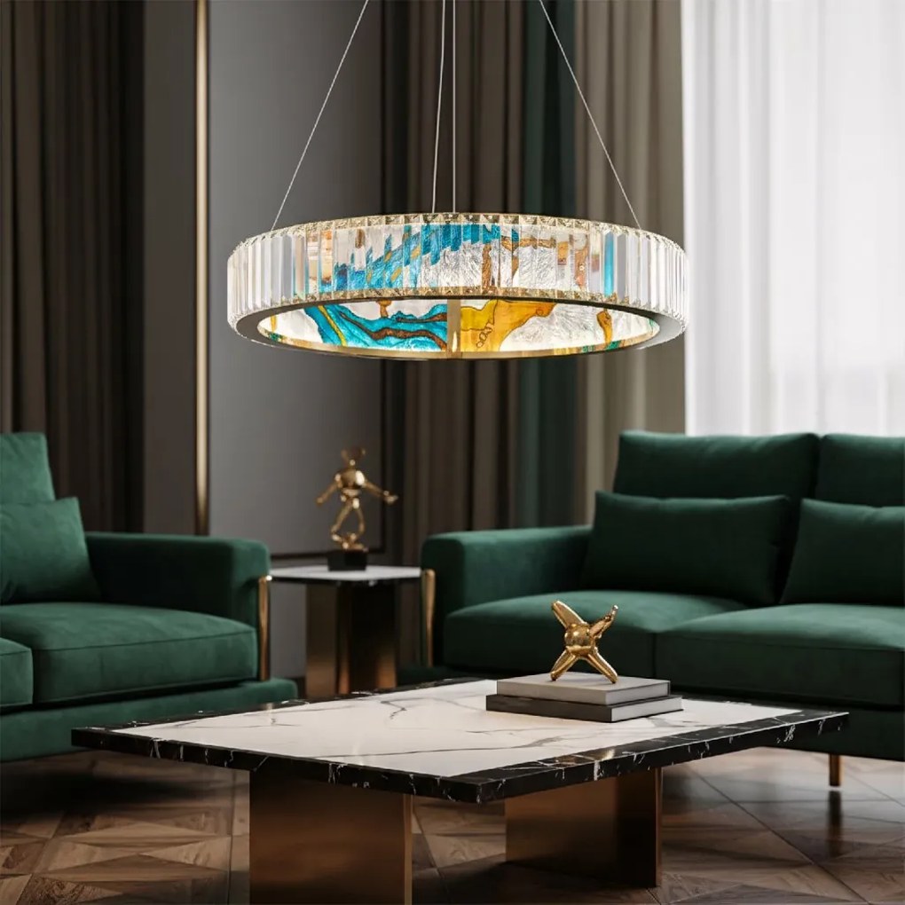 Toolight Toolight, LED stropné svietidlo 60cm + diaľkové ovládanie APP1748-CP, zlatá-priehľadná, OSW-07894