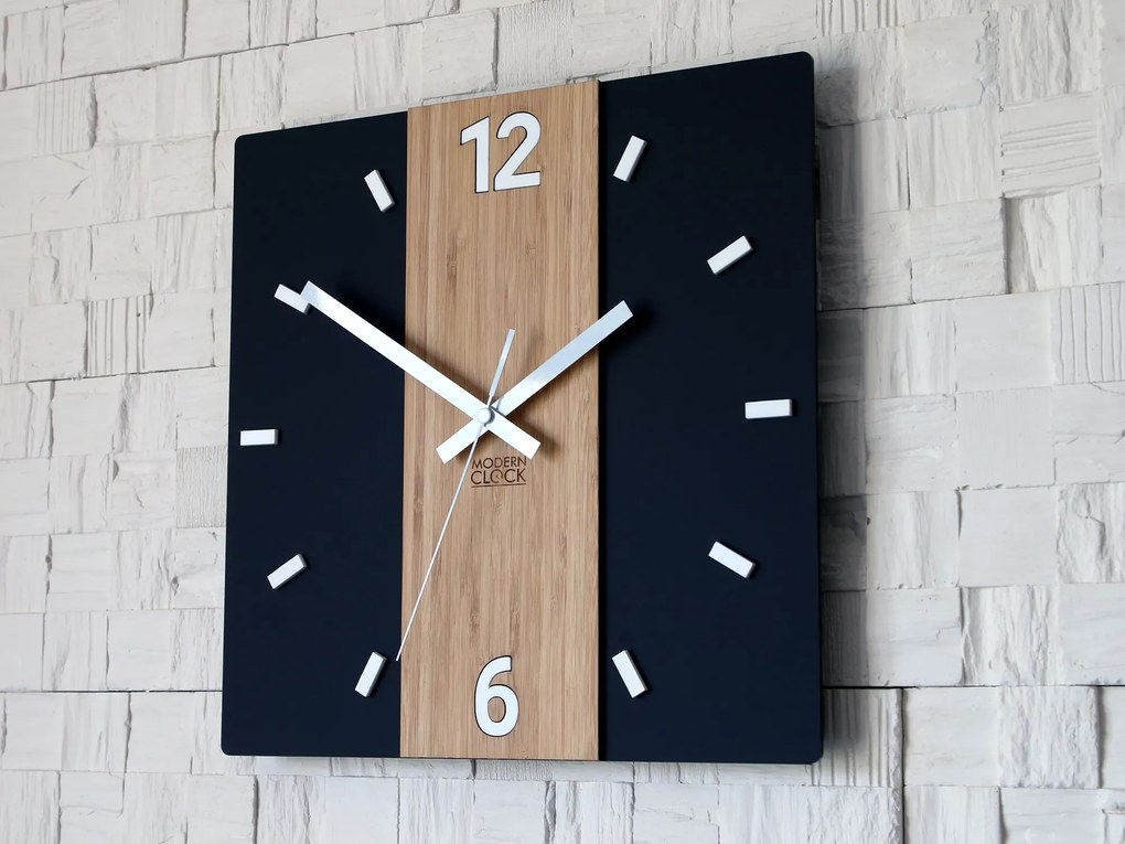Bambusové nástenné hodiny Primo 30 cm hnedé/čierne II