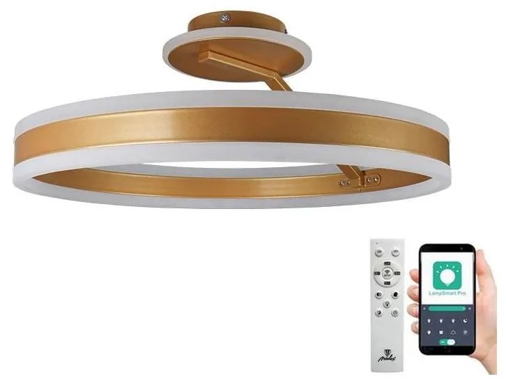 NEDES LED Stmievateľný prisadený luster LED/86W/230V 3000-6500K zlatá + diaľkové ovládanie TA1307/G