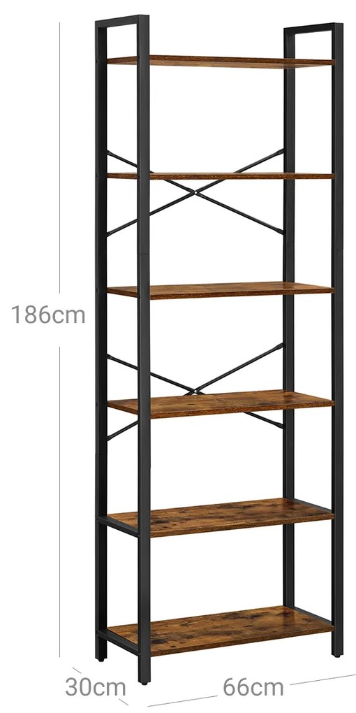 Policový regál Vasagle Luna 66 cm hnedo-čierny