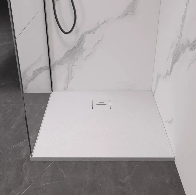 Erga Hyper, SMC sprchová vanička 70x70x2,6 cm + sifón, biela matná, ERG-V06-SMC-7070S-WH