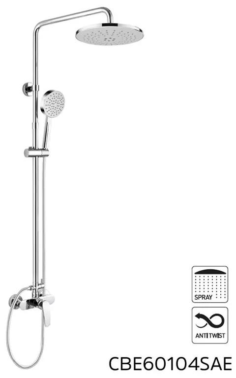 Mereo, Nástenná sprchová batéria Eve 150 mm so sprchovou súpravou, ručnou a tanierovou sprchou o220mm, MER-CBE60104SAE