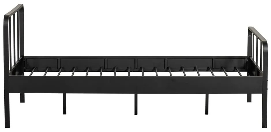 Čierna kovová jednolôžková posteľ s roštom 120x200 cm Mees – WOOOD