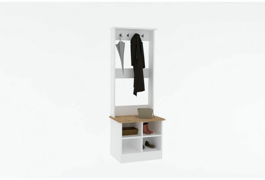 Vešiak s botníkom Mare White and Sapphire Oak