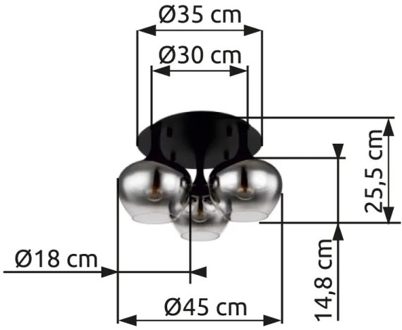 Globo 15548-3D - Prisadený luster MAXY 3xE27/40W/230V čierna