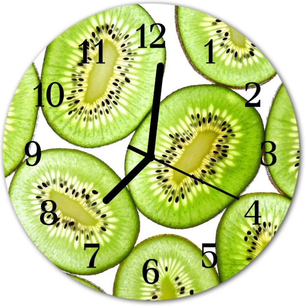 Sklenené hodiny okrúhle  kiwi