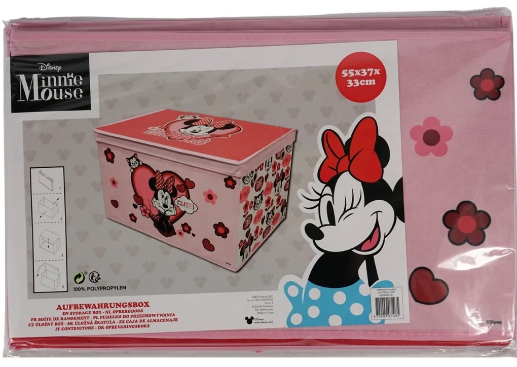 Úložný box na hračky MINNIE MOUSE 55x37 cm ružový