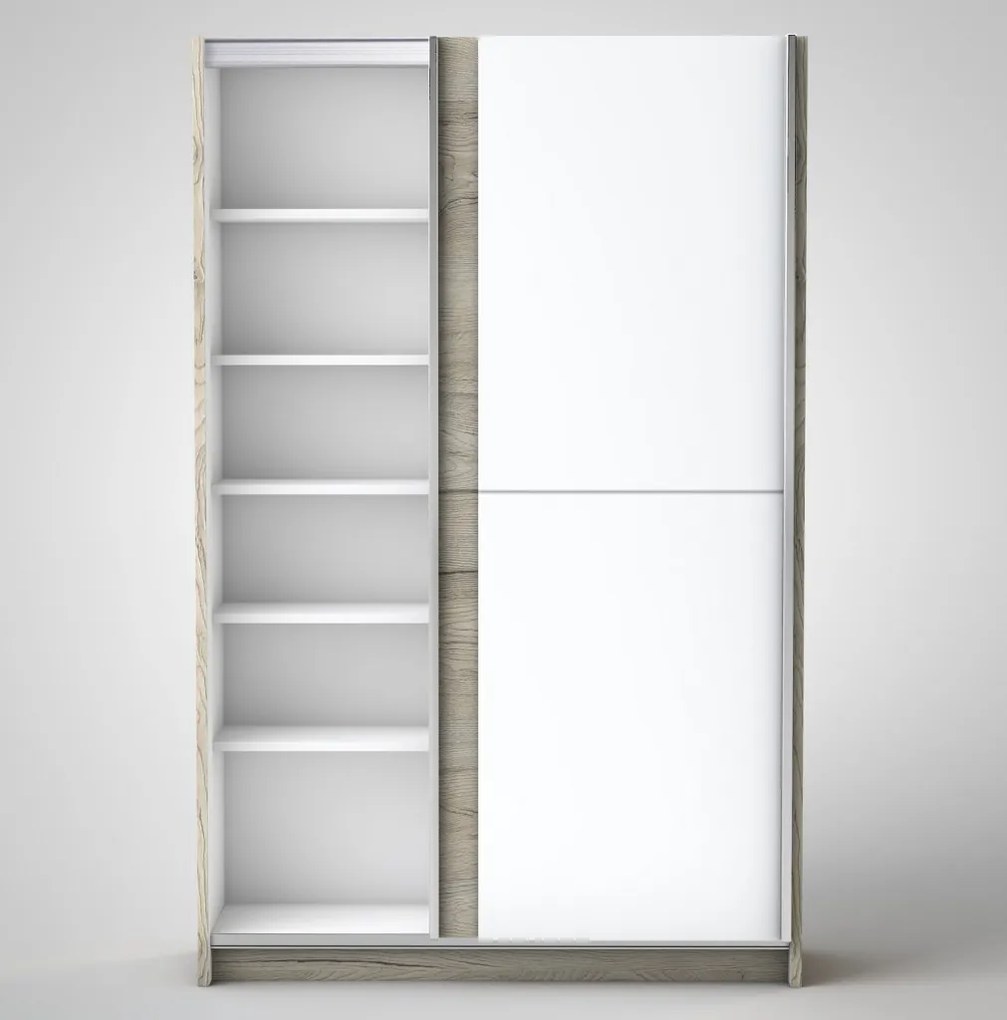 Šatníková skriňa Heimo, 125 cm, dub san remo/biela