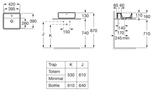 Roca A3270MM000 - Umývadlo na dosku GAP 42x39 cm keramika/biela
