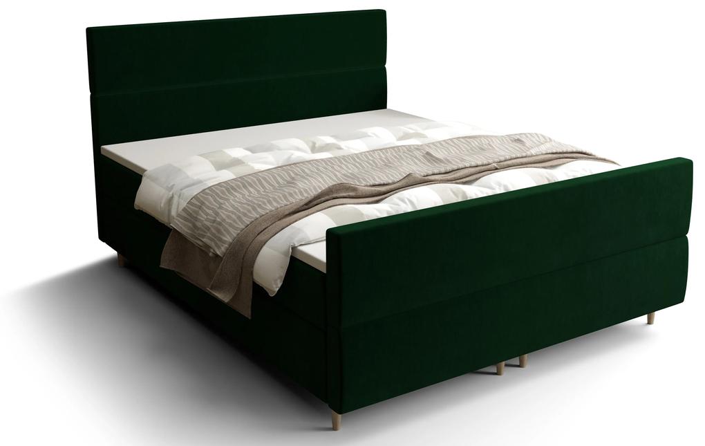Manželská posteľ Boxspring 140 cm Flu Plus Comfort (tmavozelená) (s matracom a úložným priestorom). Vlastná spoľahlivá doprava až k Vám domov. 1055949