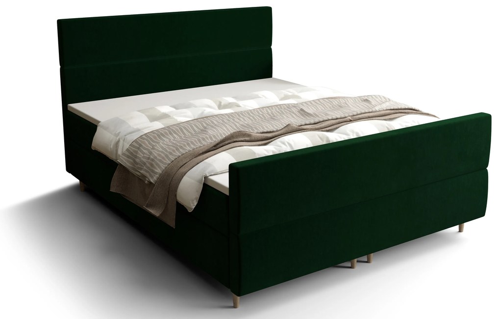 Manželská posteľ Boxspring 180 cm Flu plus (tmavozelená) (s matracom a úložným priestorom). Akcia -20%. Vlastná spoľahlivá doprava až k Vám domov. 1046589