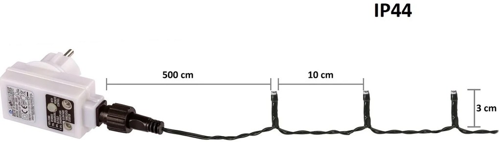 VOLTRONIC® 59753 Vianočné LED osvetlenie 5 m - studená biela 50 LED + ovládač