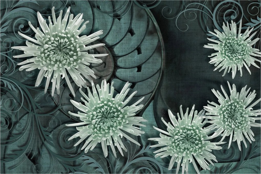 Obraz - Zelené kvety (90x60 cm)