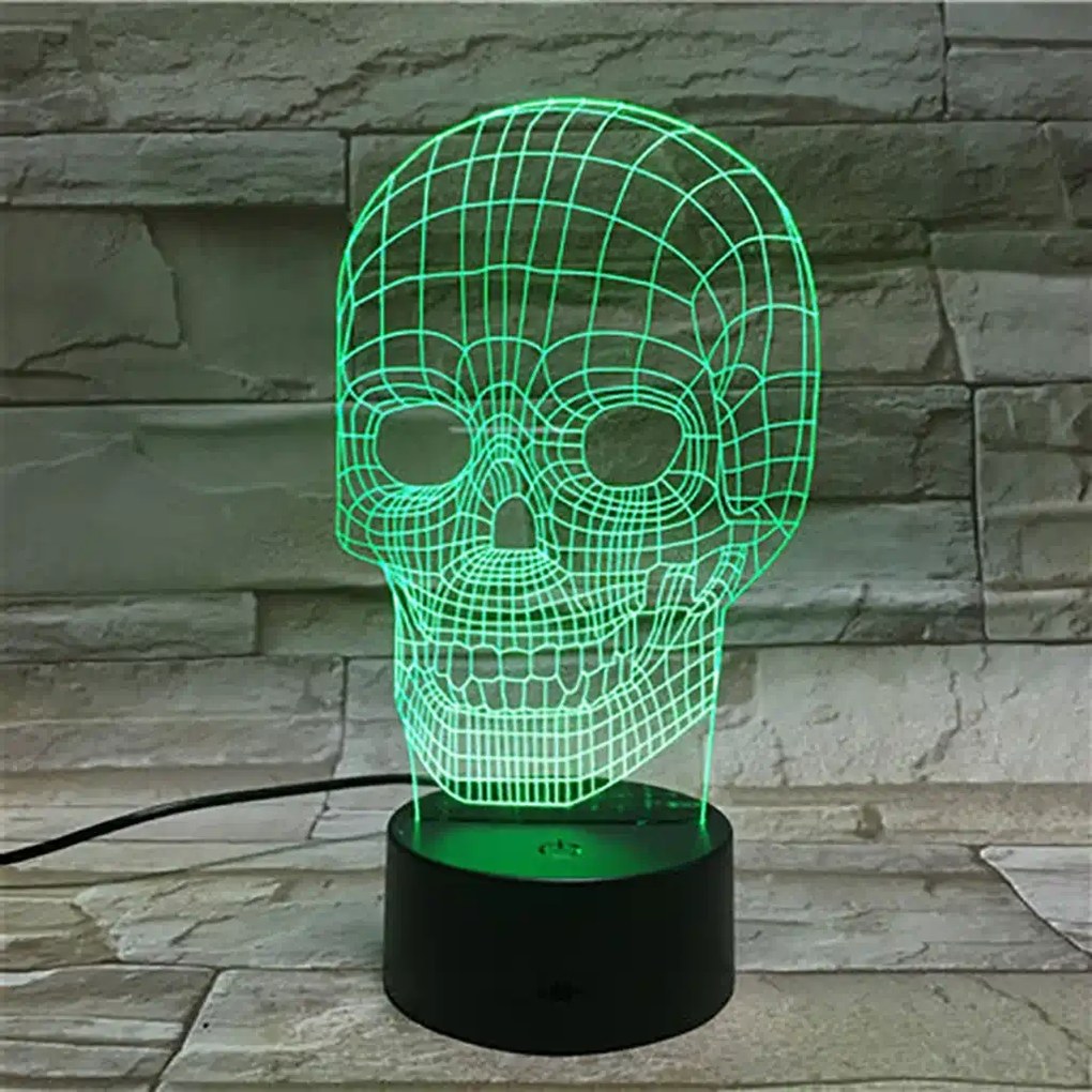 3Dmix 3DL-BTB031 – 3D LED nočná lampa - Lebka (Bluetooth reproduktor - farba biela)