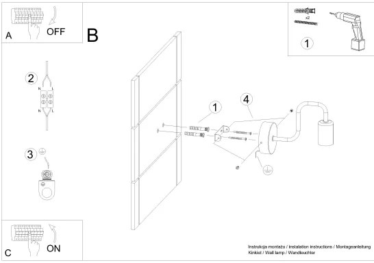 Sollux SL.1445 - Nástenná lampa VECTOR 1xE27/15W/230V čierna