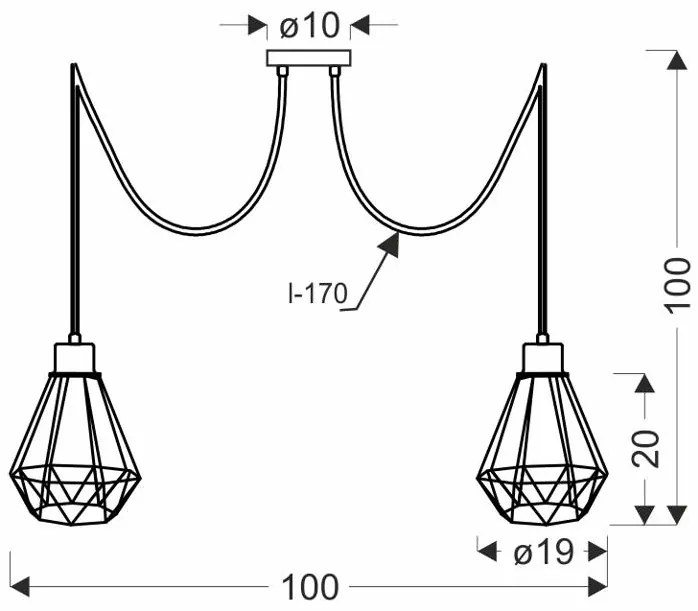 Candellux Čierno-zlatý závesný decentrálny luster Primo pre žiarovku 2x E27 32-00286