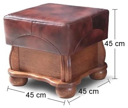 Kožená taburetka Parys - drevo D3 / hnedá (S42)