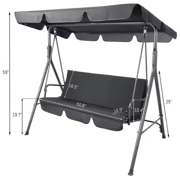Lean Záhradná hojdačka sivá – 250kg, 2 vankúše