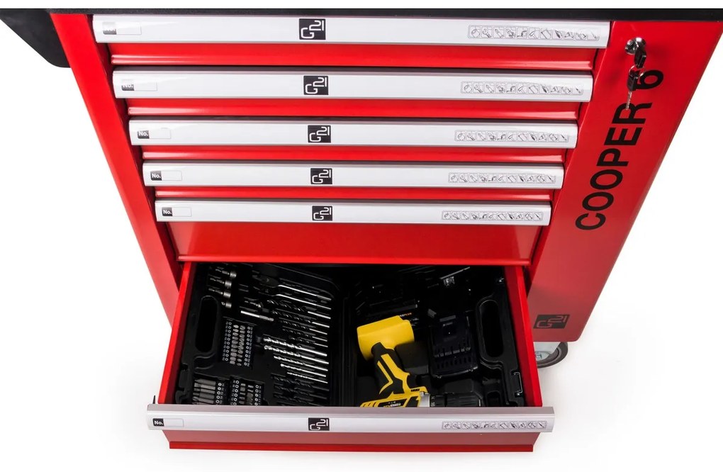 Dielenský vozík G21 Cooper 6, červený 6350403
