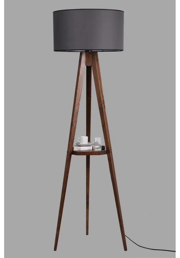 Čierno-hnedá stojacia lampa s textilným tienidlom (výška 176 cm) Sehbalı Tripod – Opviq lights