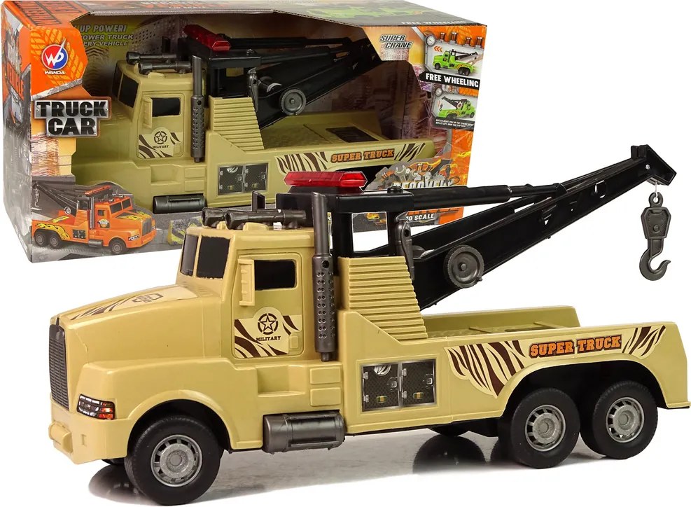 LEAN Toys Auto odťahový voz asistenčná služba 1:10 s lanom, hnedý