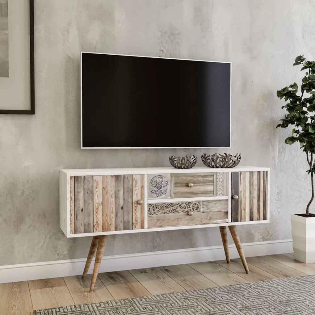 TV stolík ODENSE 122 cm biely/orech