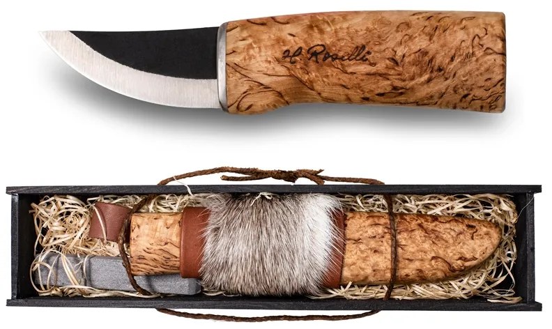 Fínsky nôž Roselli 18cm, sobia kožušina / dárkový set