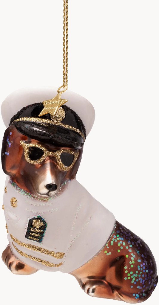 Ručne fúkaná vianočná ozdoba Captain Dog