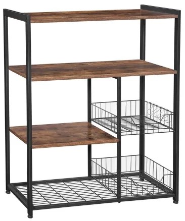 Policový regál do kuchyne MARGE hnedá/čierna