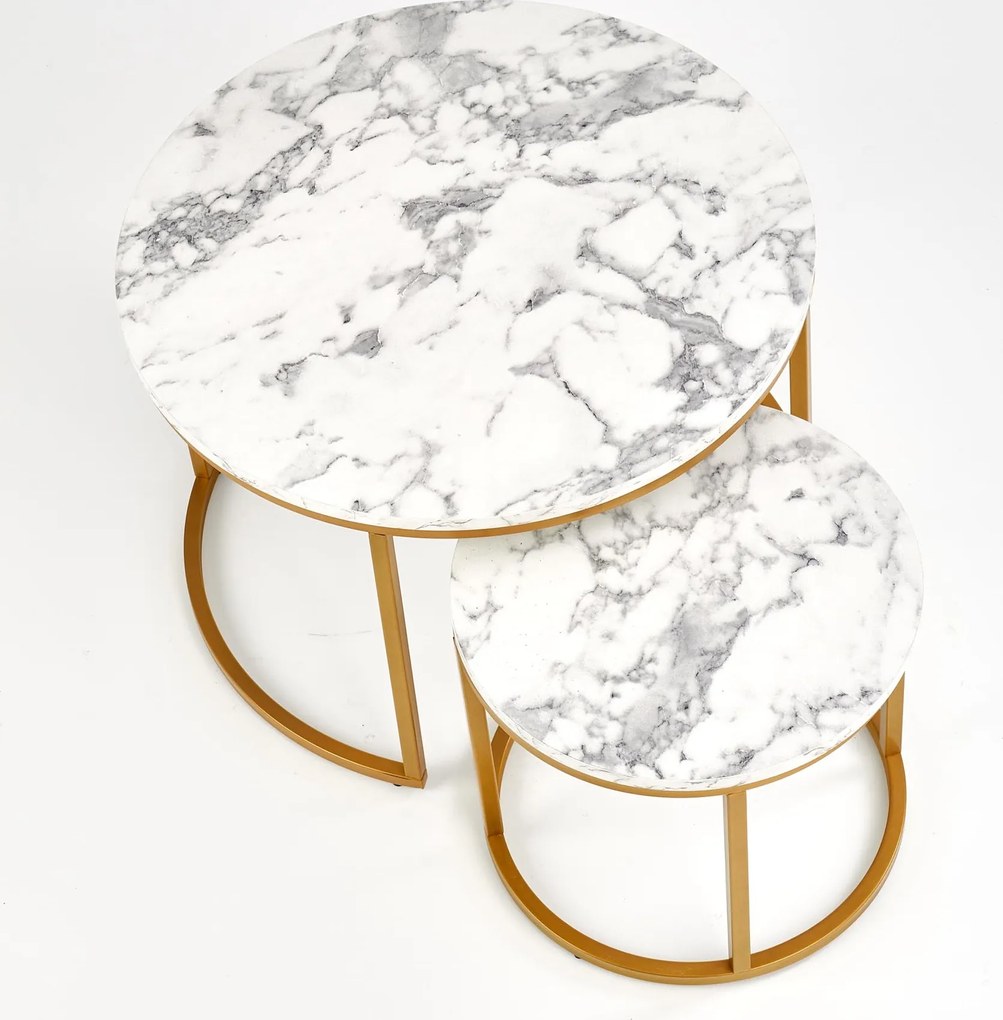 Konferenčný stolík PAULA - mramor/zlatý