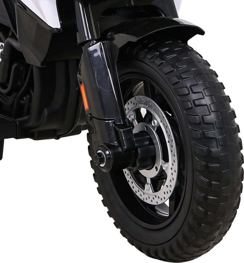 Ramiz Detský motocykel na batérie BMW F850 GS biely + pomocné kolieska + audio LED + pomalý štart + EVA