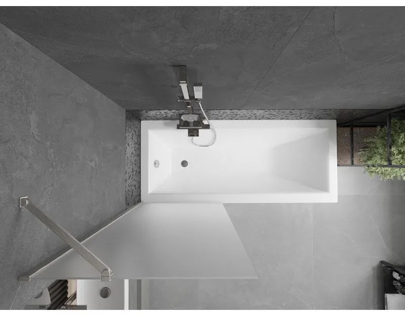 Mexen Next, 1-krídlová vaňová zástena 70 x 150 cm, 6mm sklo námraza, oceľová, 895-070-000-00-30-97