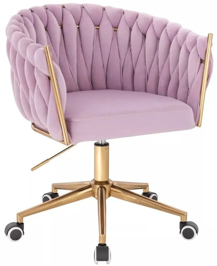 LuxuryForm DESIGN Kreslo NORDEN VELUR na zlatej podstave s kolieskami - levanduľa